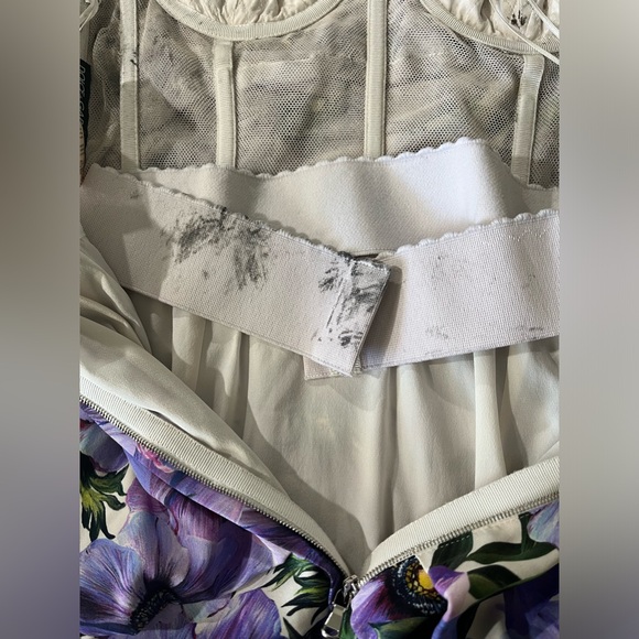 DOLCE & GABBANA PURPLE FLORAL PRINT SILK PENCIL DRESS- SIZE 42 (US 6) - Picture 10 of 14